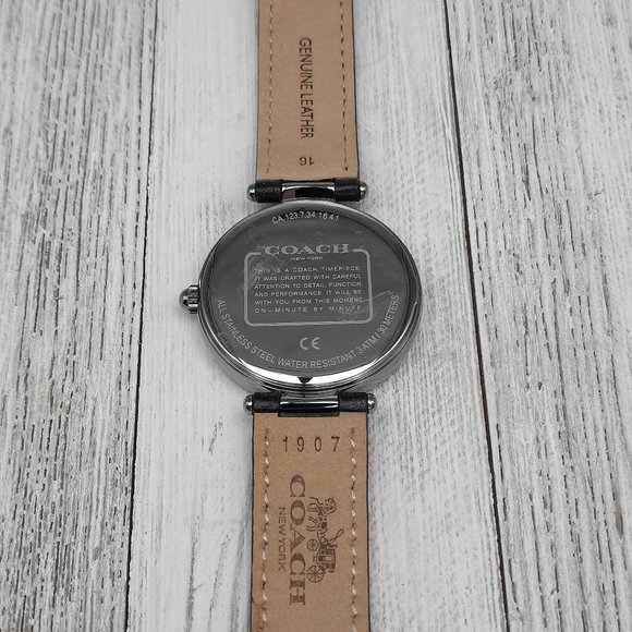 Coach Park Black Floral Print Leather Strap Watch - Picture 7 of 10